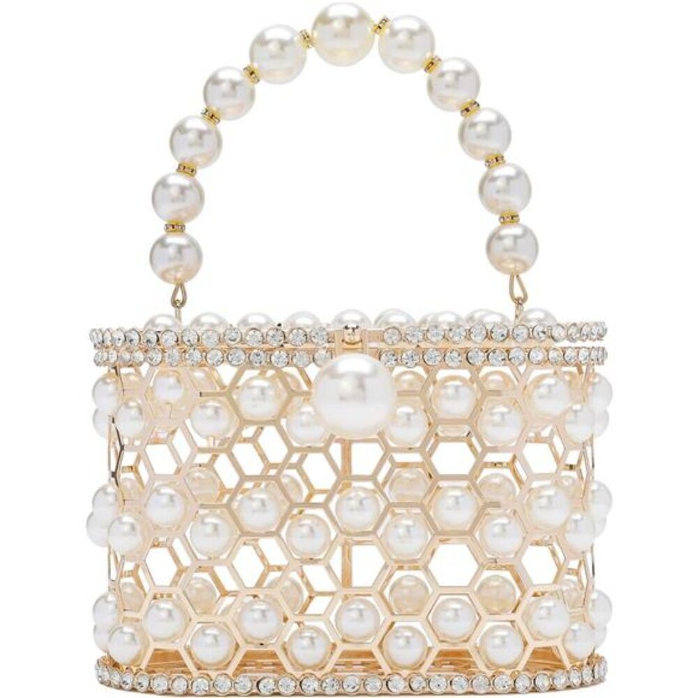 Evening Handbag Women Clutch Purses with Pearl Diamonds for Wedding Prom